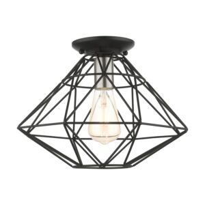 Knox 1-Light Flush Mount in Black w with Brushed Nickels