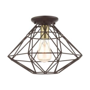 Knox 1-Light Flush Mount in Bronze w with Antique Brass