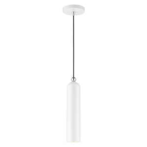 Ardmore 1-Light Pendant in Shiny White w with Polished Chromes