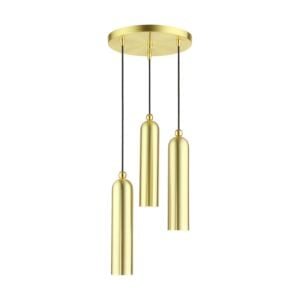 Ardmore 3-Light Pendant in Satin Brass w with Polished Brasss