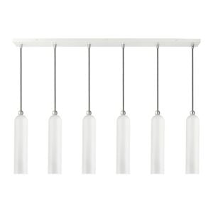 Ardmore 6-Light Linear Pendant in Shiny White w with Polished Chromes