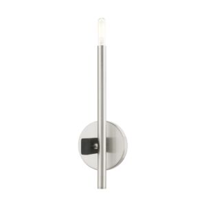 Denmark 1-Light Wall Sconce in Brushed Nickel w with Blacks