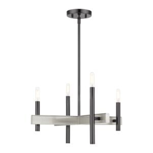 Denmark 4-Light Chandelier in Black Chrome w with Brushed Nickels