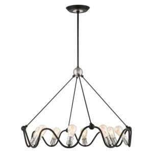 Archer 8-Light Chandelier in Textured Black w with Brushed Nickels