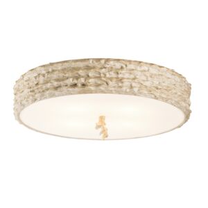 Trellis 4-Light Flush Mount in Putty Patina and Silver Leaf Orb