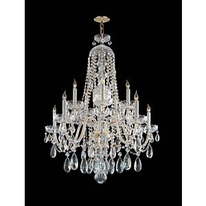 Crystorama Traditional Crystal 10 Light 35 Inch Traditional Chandelier in Polished Brass with Clear Hand Cut Crystals