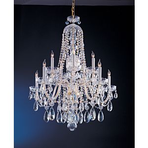 Crystorama Traditional Crystal 10 Light 35 Inch Traditional Chandelier in Polished Brass with Clear Spectra Crystals