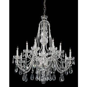 Crystorama Traditional Crystal 12 Light 48 Inch Traditional Chandelier in Polished Chrome with Clear Hand Cut Crystals