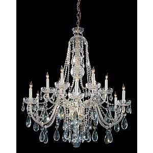 Crystorama Traditional Crystal 12 Light 48 Inch Traditional Chandelier in Polished Brass with Clear Hand Cut Crystals