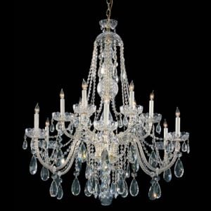 Crystorama Traditional Crystal 12 Light 46 Inch Traditional Chandelier in Polished Brass with Clear Hand Cut Crystals