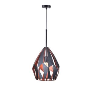 CWI Lighting Oxide 1 Light Down Pendant with Black+Copper Finish
