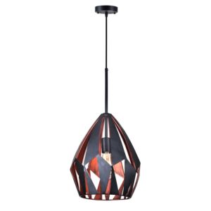 CWI Lighting Oxide 1 Light Down Pendant with Black+Copper Finish