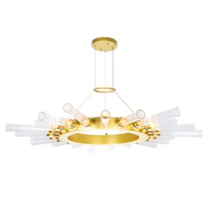 CWI Lighting Collar 21 Light Chandelier with Satin Gold finish