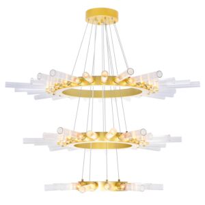 CWI Lighting Collar 63 Light Chandelier with Satin Gold finish