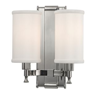 Hudson Valley Palmdale 2 Light 12 Inch Wall Sconce in Polished Nickel