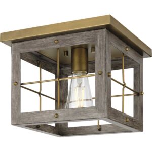Hedgerow 1-Light Flush Mount in Distressed Brass