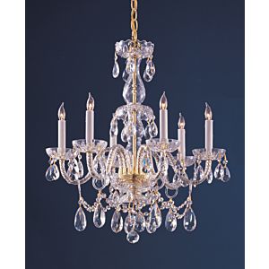 Crystorama Traditional Crystal 6 Light 24 Inch Traditional Chandelier in Polished Brass with Clear Hand Cut Crystals
