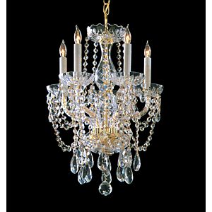 Crystorama Traditional Crystal 5 Light 20 Inch Mini Chandelier in Polished Brass with Clear Spectra Crystals