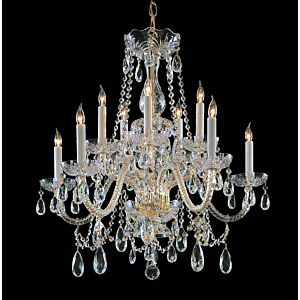 Crystorama Traditional Hand Cut Crystal 10 Light Chandelier in Polished Brass