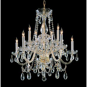 Crystorama Traditional Crystal 10 Light 26 Inch Traditional Chandelier in Polished Brass with Clear Spectra Crystals