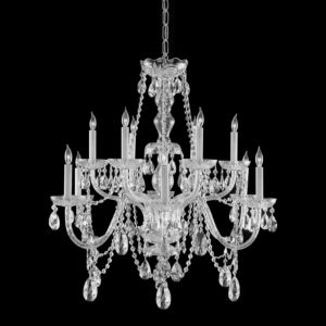 Crystorama Traditional Crystal 12 Light 26 Inch Traditional Chandelier in Polished Chrome with Clear Hand Cut Crystals