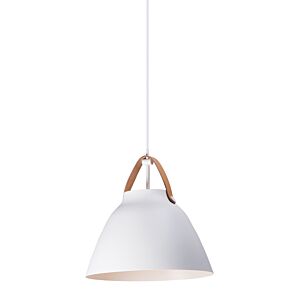 Nordic 1-Light Pendant in Tan Leather with White