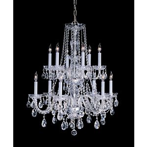 Crystorama Traditional Crystal 12 Light 32 Inch Traditional Chandelier in Polished Brass with Clear Hand Cut Crystals