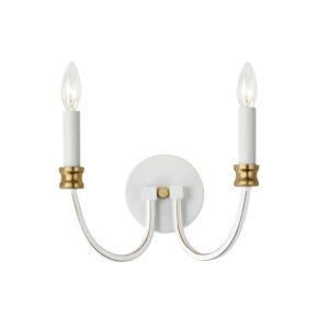 Charlton 2-Light Wall Sconce in Weathered White with Gold Leaf