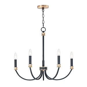Maxim Charlton 5 Light Transitional Chandelier in Black and Antique Brass