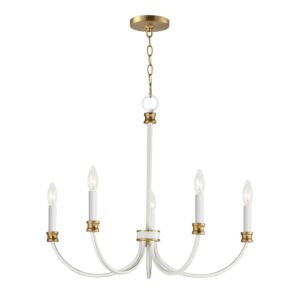 Charlton 5-Light Chandelier in Weathered White with Gold Leaf