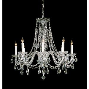 Crystorama Traditional Crystal 8 Light 26 Inch Traditional Chandelier in Polished Brass with Clear Swarovski Strass Crystals