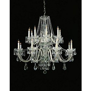 Crystorama Traditional Crystal 16 Light 34 Inch Traditional Chandelier in Polished Chrome with Clear Hand Cut Crystals
