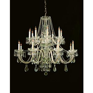Crystorama Traditional Crystal 16 Light 34 Inch Traditional Chandelier in Polished Brass with Clear Spectra Crystals