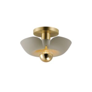 Poppy 1-Light LED Flush Mount in Silver Gold with Satin Brass