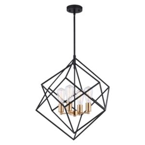 Rad 4-Light Pendant in Black and Natural Brass