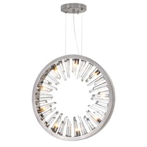 CWI Spiked 9 Light Chandelier With Polished Nickel Finish