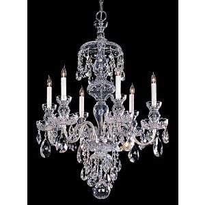 Crystorama Traditional Crystal 6 Light 34 Inch Traditional Chandelier in Polished Chrome with Clear Hand Cut Crystals
