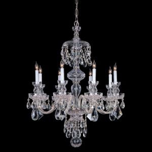 Crystorama Traditional Crystal 8 Light 32 Inch Traditional Chandelier in Polished Chrome with Clear Hand Cut Crystals