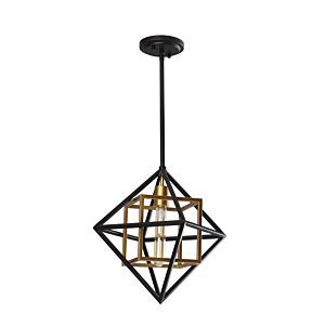 Pryor 1-Light Pendant in Antique Gold with Black