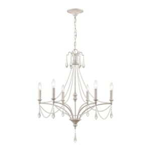 French Parlor 6-Light Chandelier in Vintage White