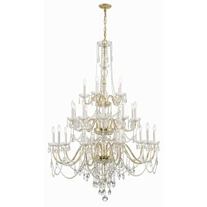 Traditional Crystal 25-Light Chandelier in Polished Brass