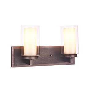 Texture 2-Light Bathroom Vanity Light in Natural Iron with Vintage Iron