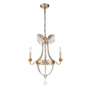 Louis 3-Light Mini Chandelier in Distressed Silver and Gold
