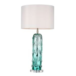 Ponchatrain 1-Light Table Lamp in Clear Blue Glass