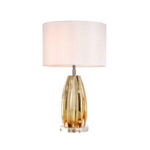 Cognac 1-Light Table Lamp in Clear Amber Glass