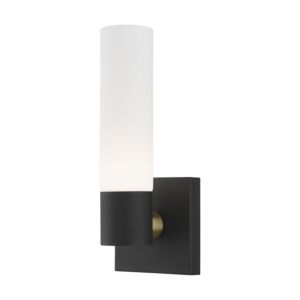 Aero 1-Light Wall Sconce in Textured Black w with Antique Brass
