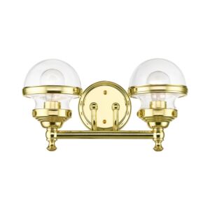 Oldwick 2-Light Bathroom Vanity Light in Polished Brass