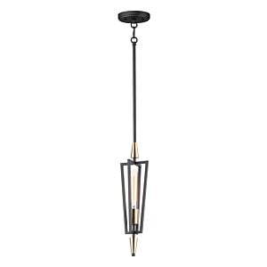 Wings 1-Light Pendant in Black with Satin Brass