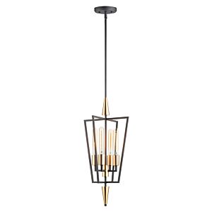 Wings 4-Light Pendant in Black with Satin Brass