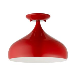 Amador 1-Light Semi-Flush Mount in Shiny Red w with Polished Chromes